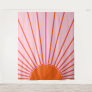 Sonnenaufgang Pastellrosa und orange Sonnenschein Wandteppich