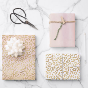 Sonnenaufgang Peach Blush Pink Gold Leopard Geschenkpapier Set