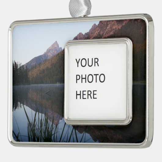 Sonnenaufgang Reflektion am String Lake I Rahmen-Ornament Silber (Links)