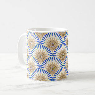 Sonnenaufgang Retro-Blume - blau & braun Kaffeetasse
