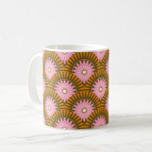 Sonnenaufgang Retro-Blume - Pink & braun Kaffeetasse