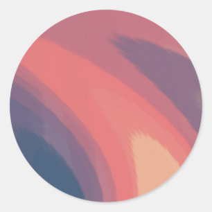 Sonnenaufgang Rosa Blau und Orange Wasserfarbe Runder Aufkleber