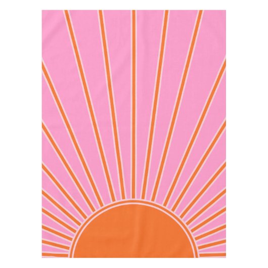 Sonnenaufgang rosa und orange Vintage Boho Sonnens Tischdecke (Vorderseite)
