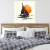 Sonnenaufgang Sailboat Silhouette Sketch Leinwanddruck (Insitu (Schlafzimmer))
