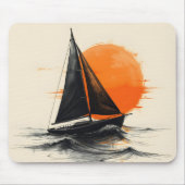 Sonnenaufgang Sailboat Silhouette Sketch Mousepad (Vorne)