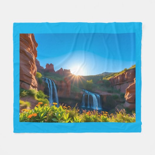 Sonnenaufgang Sandstone Wasserfall Landschaft Fleecedecke (Vorderseite (Horizontal))
