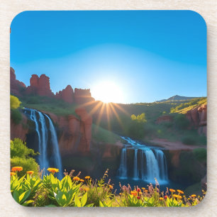 Sonnenaufgang Sandstone Wasserfall Landschaft Getränkeuntersetzer