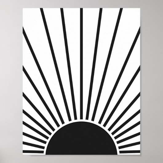 Sonnenaufgang Schwarz-Weiß-Abstrakte Sonnenschein Poster (Vorne)