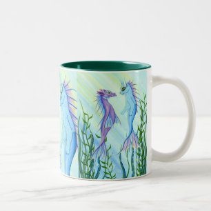 Sonnenaufgang Schwimmen See Drache Meerjungfrau Ka Zweifarbige Tasse