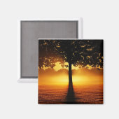 Sonnenaufgang, Silhouette der Bäume, Magnet (Vorderseite/Rückseite)