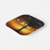 Sonnenaufgang, Silhouette der Bäume, Pappteller (Gewinkelt)