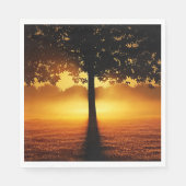 Sonnenaufgang, Silhouette der Bäume, Serviette (Vorderseite)