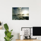 Sonnenaufgang Silhouette Elk am Burg Geyser Poster (Heimbüro)