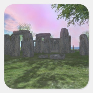 Sonnenaufgang-Stickereien für den Stonehenge-Platz Quadratischer Aufkleber