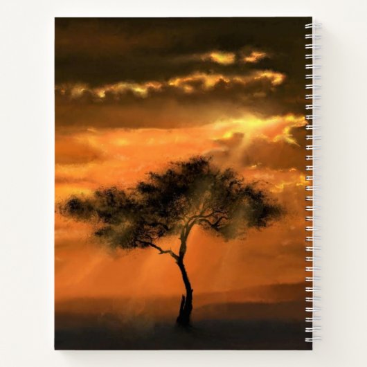 Sonnenaufgang-Tree-Notebook Notizblock (Rückseite)