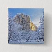 Sonnenaufgang trifft El Capitan durch Schnee Button (Vorderseite)