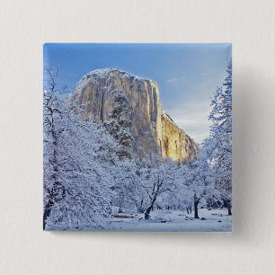 Sonnenaufgang trifft El Capitan durch Schnee Button