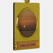 Sonnenaufgang über Aruba I Caribbean Seascape Banner-Ornament Gold (Rechts)