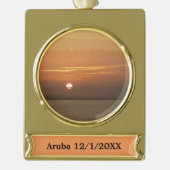 Sonnenaufgang über Aruba I Caribbean Seascape Banner-Ornament Gold (Vorderseite)