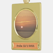 Sonnenaufgang über Aruba I Caribbean Seascape Banner-Ornament Gold (Links)