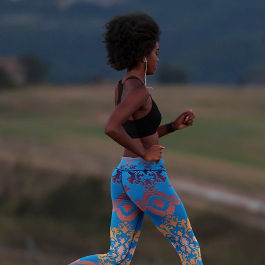 Sonnenaufgang über Blue Sky Royal Damask Leggings