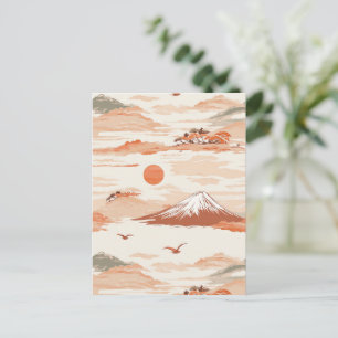 Sonnenaufgang über dem Berg Fuji – Aquarell 4 Postkarte