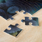 Sonnenaufgang über dem Bergsee als Sets des Mondes Puzzle (Seite)
