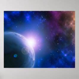 Sonnenaufgang über dem Planeten Erde Weltraumkunst Poster