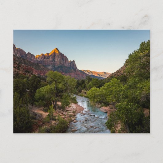 Sonnenaufgang über dem Watchman Postkarte (Vorderseite)
