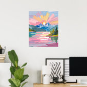 Sonnenaufgang über den Bergen Aquarell Poster (Heimbüro)