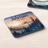 Sonnenaufgang über den Bergen Getränkeuntersetzer (Linke Seite)