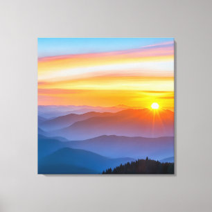 Sonnenaufgang über den Bergen Leinwanddruck
