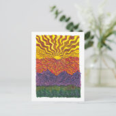 Sonnenaufgang über den Bergen Postkarte (Stehend Vorderseite)