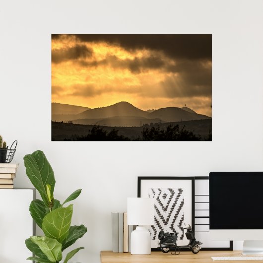 Sonnenaufgang über den Bergen, Zypern (2945) Poste Poster (Heimbüro)