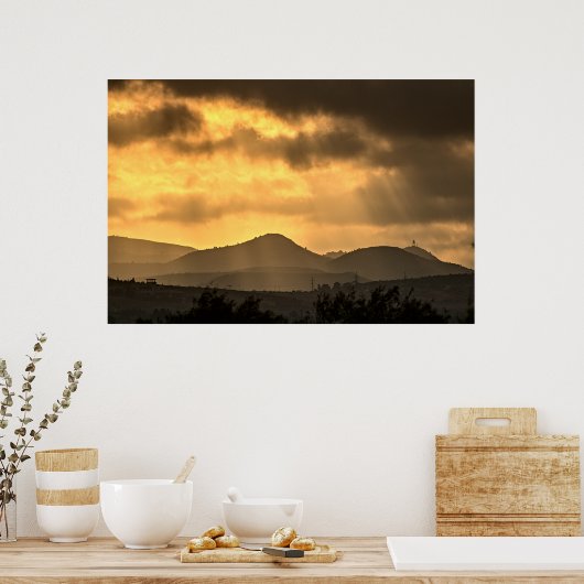 Sonnenaufgang über den Bergen, Zypern (2945) Poste Poster (Küche)