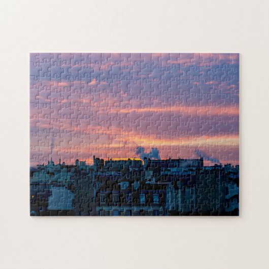 Sonnenaufgang über den Dächern von Paris im Winter Puzzle (Horizontal)