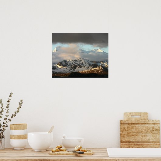 Sonnenaufgang über den Gebirgsketten im Süden 2 Poster (Küche)