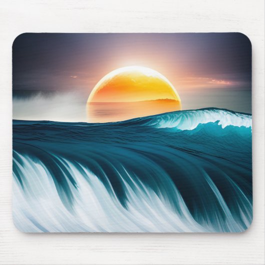 Sonnenaufgang über den Ozeanwellen Mousepad (Vorne)