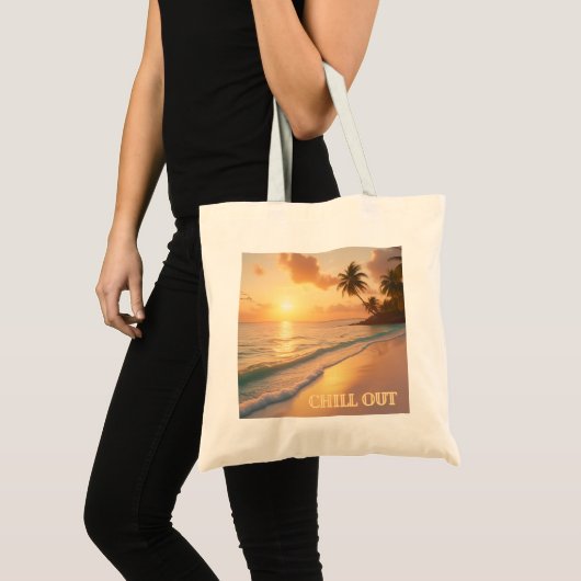 Sonnenaufgang über der Küste - plastikfreie Tasche (Vorderseite (Produkt))