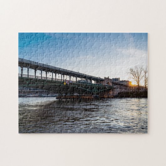 Sonnenaufgang über die Brücke Bir-Hakeim im Winter Puzzle (Horizontal)