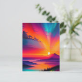 Sonnenaufgang über einem Berg Postkarte (Stehend Vorderseite)