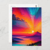 Sonnenaufgang über einem Berg Postkarte (Vorne/Hinten)