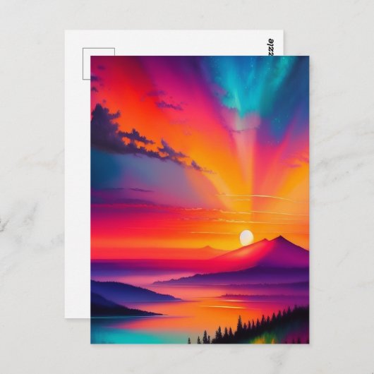Sonnenaufgang über einem Berg Postkarte (Vorne/Hinten)