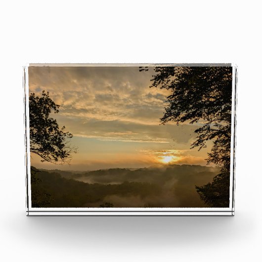 Sonnenaufgang über einem Foggy Valley Fotoblock (Vorderseite)