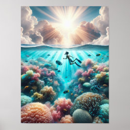 Sonnenaufgang über einem Korallenriff Poster