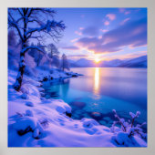 Sonnenaufgang über einem verschneiten Wunderland Poster (Vorne)