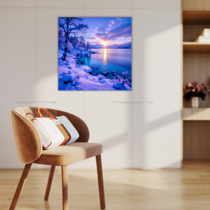 Sonnenaufgang über einem verschneiten Wunderland Poster