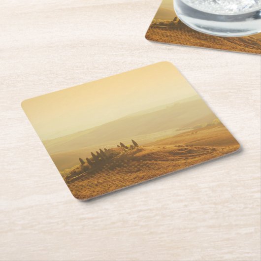 Sonnenaufgang über einer Landschaft in Rechteckiger Pappuntersetzer (angewinkelt)