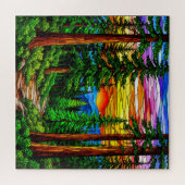 Sonnenaufgang über einer ruhigen Waldlandschaft Puzzle (Horizontal)