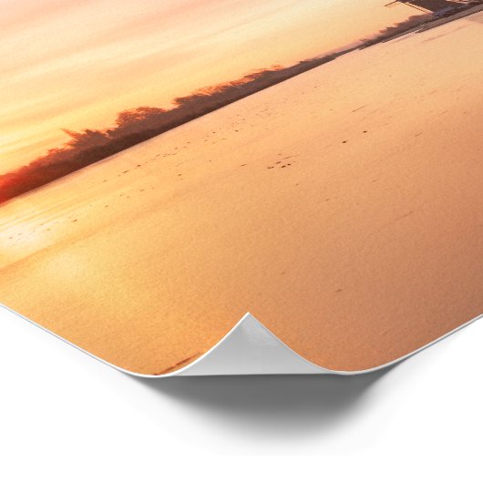 Sonnenaufgang über gefrorenem Fluss mit Windmühlen Poster (Ecke)